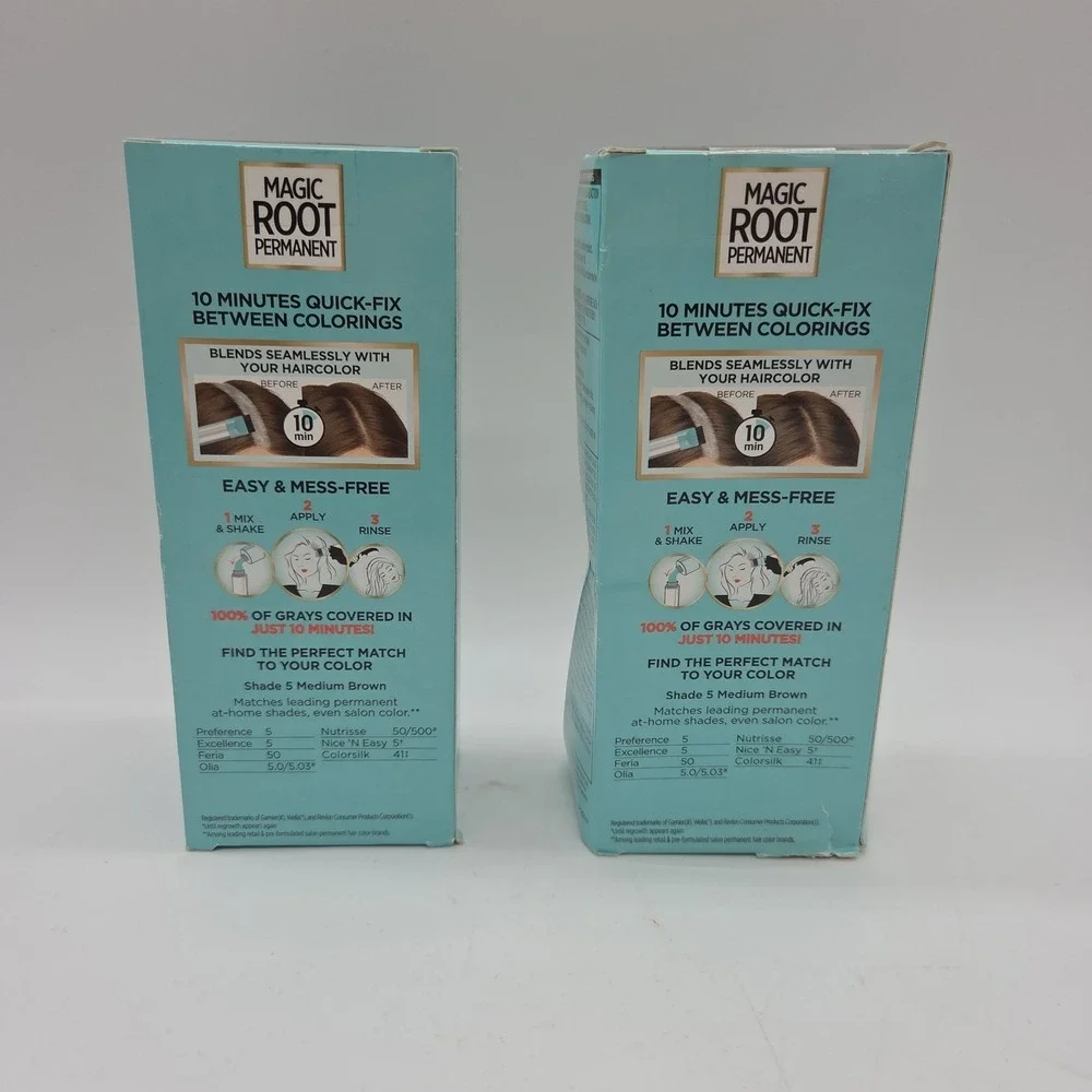 NEW Lot Of 2 L'oreal Paris Magic Root Permanent #5 Matches Medium Brown Shades